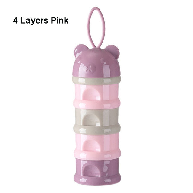 3 / 4 Layers Bear Style Portable Baby Food Storage Box Essential Cereal  Infant Milk Powder Box Toddle Snacks Container Wholesale
